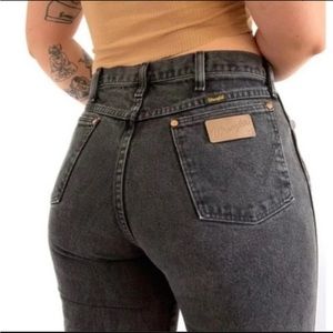 Vintage Wrangler Jeans 🌾 Black Straight Leg High Waist Cowboy Denim > 28 x 31